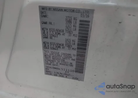 2016 Infiniti Qx60 z USA, uszkodzony, nr VIN 5N1AL0MM0GC511110